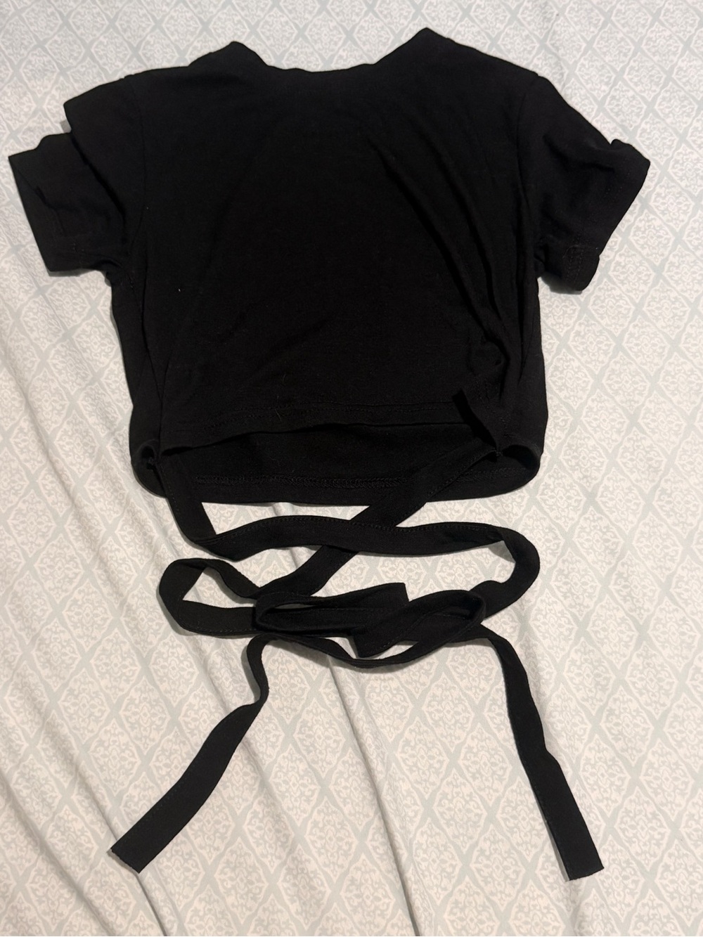Black lace up crop top